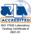 A2LA Accredited | ISO 17025 Laboratory Testing Certificate #2821.01